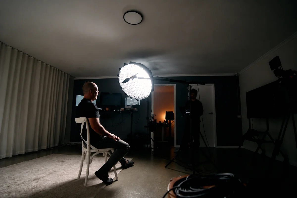 Wide shot of the set